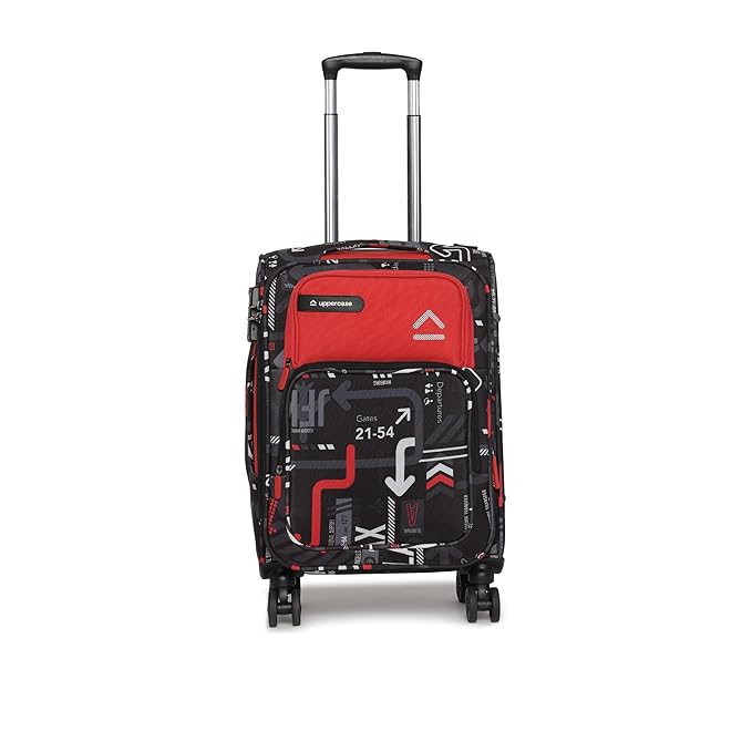 Uppercase JFK Plus Cabin Eco Soft Trolley Bag, Dust Resistant Luggage Made of Sustainable Material, 8 Wheel Trolley Bag with TSA Lock,Travel Suitcase for Men & Women (Red)