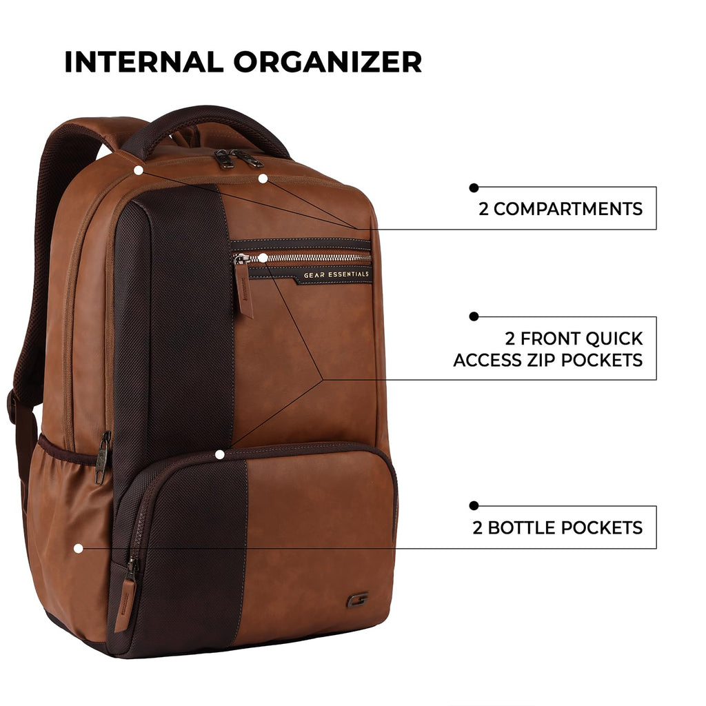 Gear Vintage 4 19"/29L Anti Theft Faux Leather  4 Compartment Laptop Backpack /Casual Backpack College Bag For Men/Women