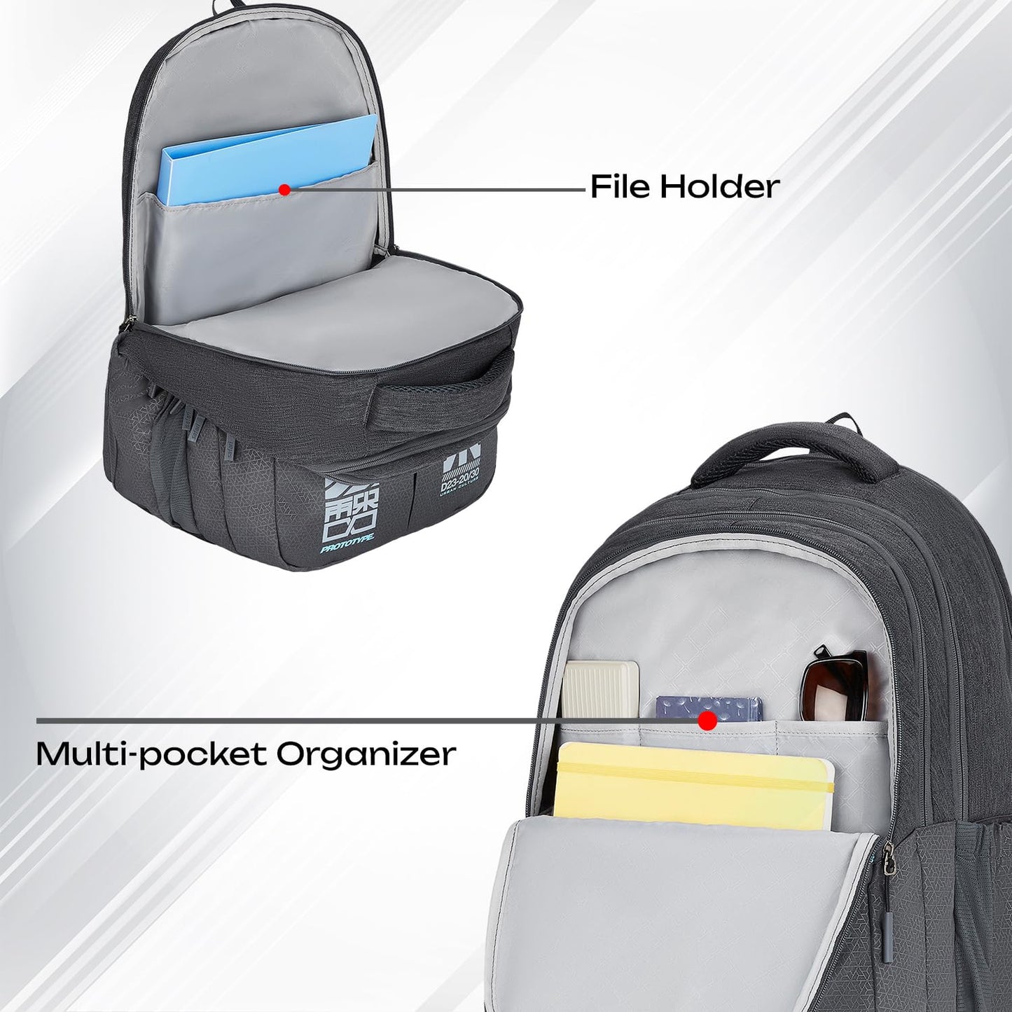 SAFARI Quadro 7 - File holder, 4 Compartment, Rain Cover Backpack -43 L