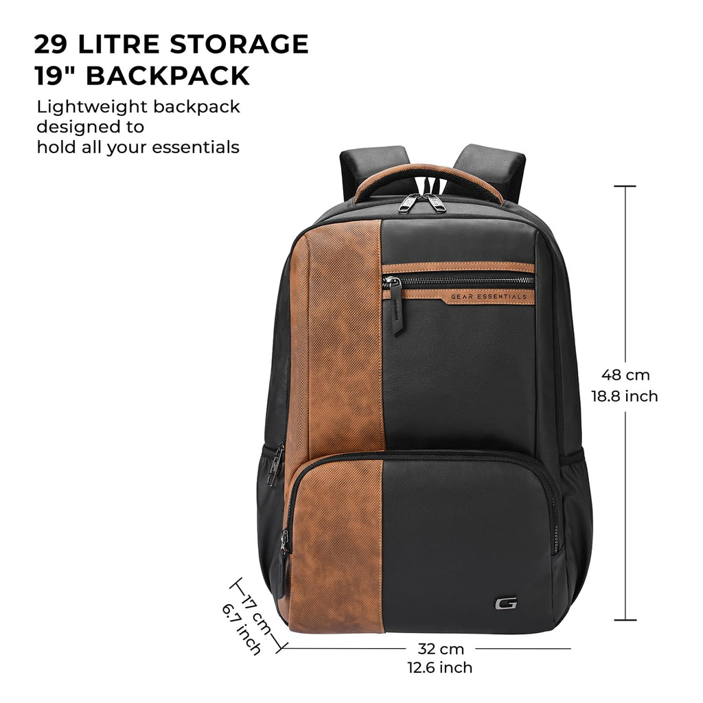 Gear Vintage 4 19"/29L Anti Theft Faux Leather  4 Compartment Laptop Backpack /Casual Backpack College Bag For Men/Women