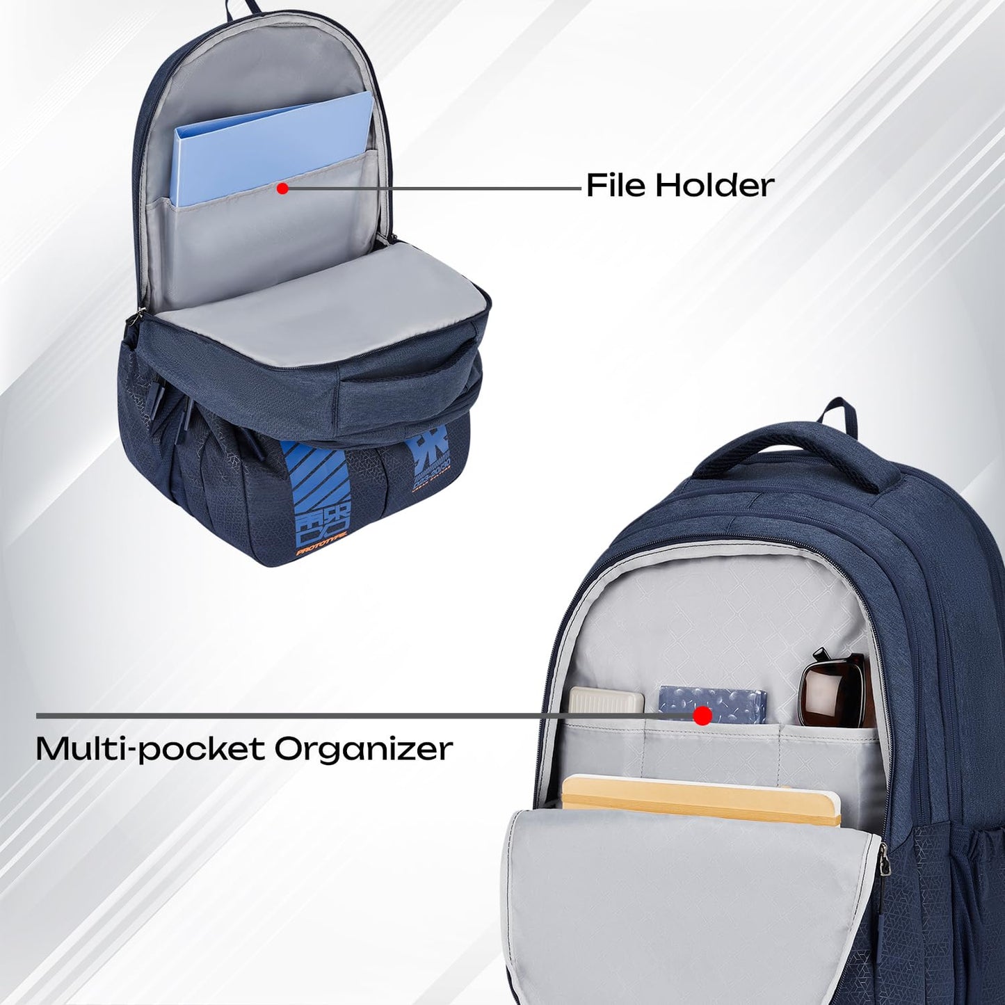 SAFARI Quadro 7 - File holder, 4 Compartment, Rain Cover Backpack -43 L