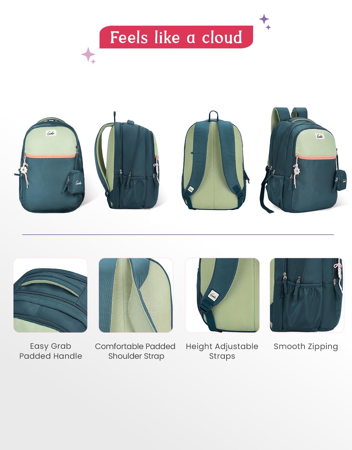 Genie Twist Backpack For Girls |19 Inch-40 Litres