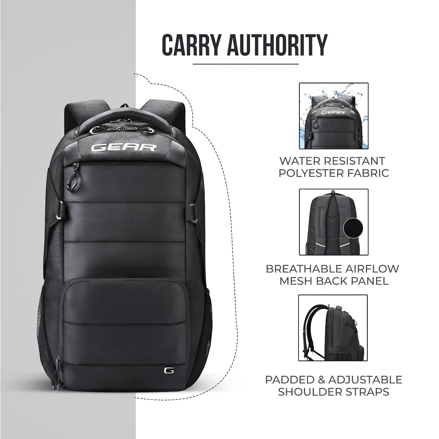 Gear Aspire 19”/30L Laptop Backpack | Casual Backpack | Travel Backpack | College Bag For Men/Women (Black)