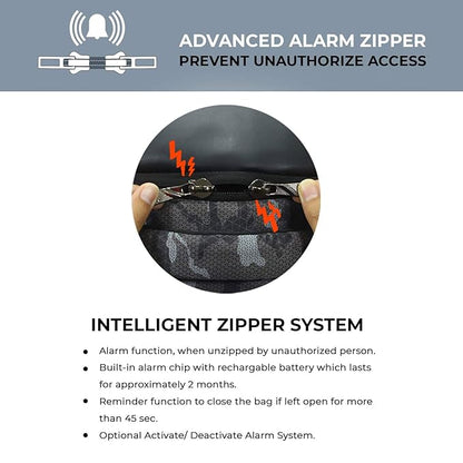 Arctic Fox Alarm Zipper System | Anti-Theft Backpack with USB Charging Port | 15.5 Inch Laptop Bag (Glitch Black)