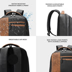 Gear Vintage 4 19"/29L Anti Theft Faux Leather  4 Compartment Laptop Backpack /Casual Backpack College Bag For Men/Women