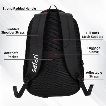 SAFARI Aura 3  Antitheft ,Trolley Sleeve & Laptop Backpack -37 L