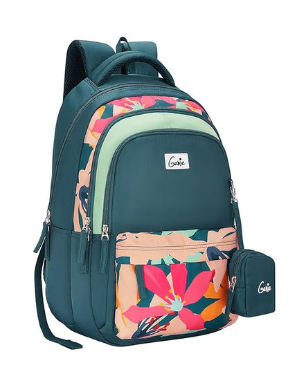 Genie Auralis School Backpack For Girls |17 Inch 27 L- Dark Green