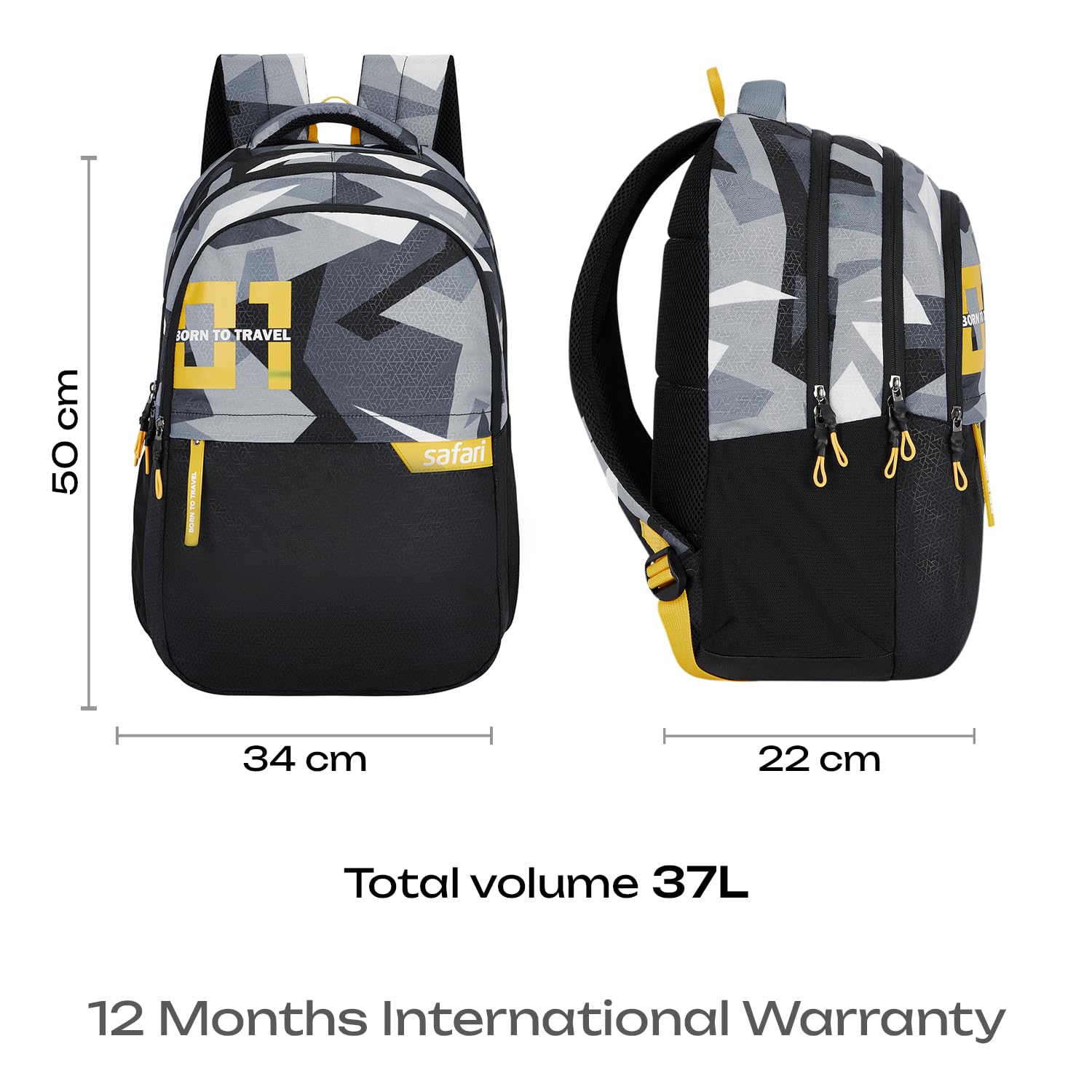 SAFARI Bonus 7  Freebie pencil pouch, Rain Cover Backpack -37 L (Black)