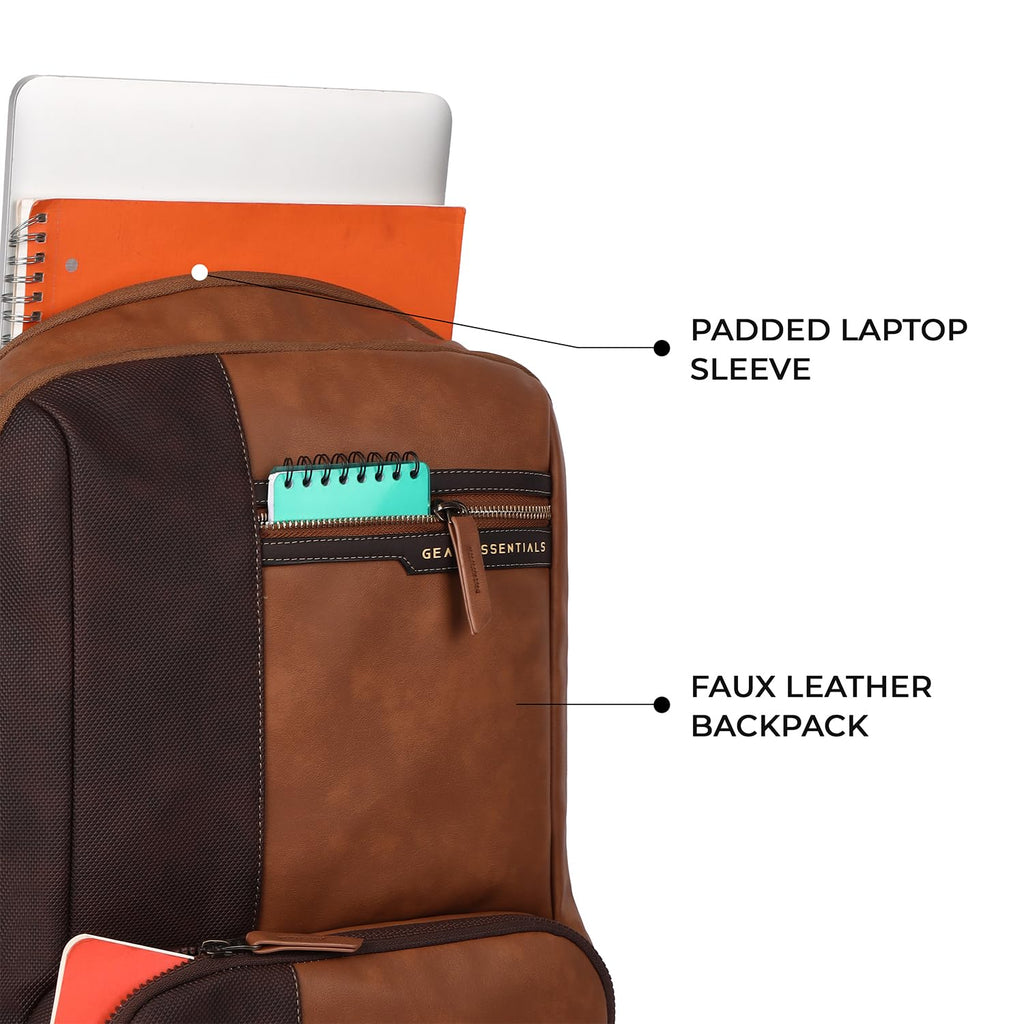 Gear Vintage 4 19"/29L Anti Theft Faux Leather  4 Compartment Laptop Backpack /Casual Backpack College Bag For Men/Women