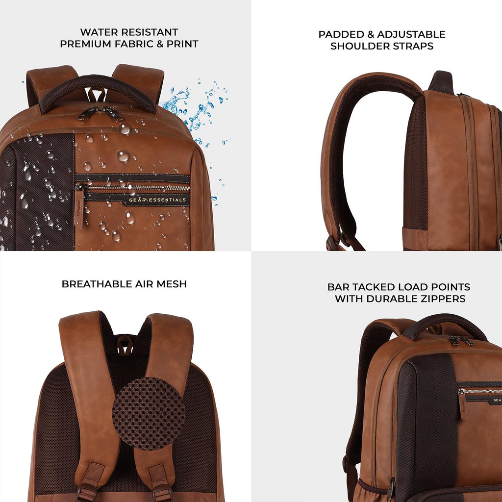 Gear Vintage 4 19"/29L Anti Theft Faux Leather  4 Compartment Laptop Backpack /Casual Backpack College Bag For Men/Women