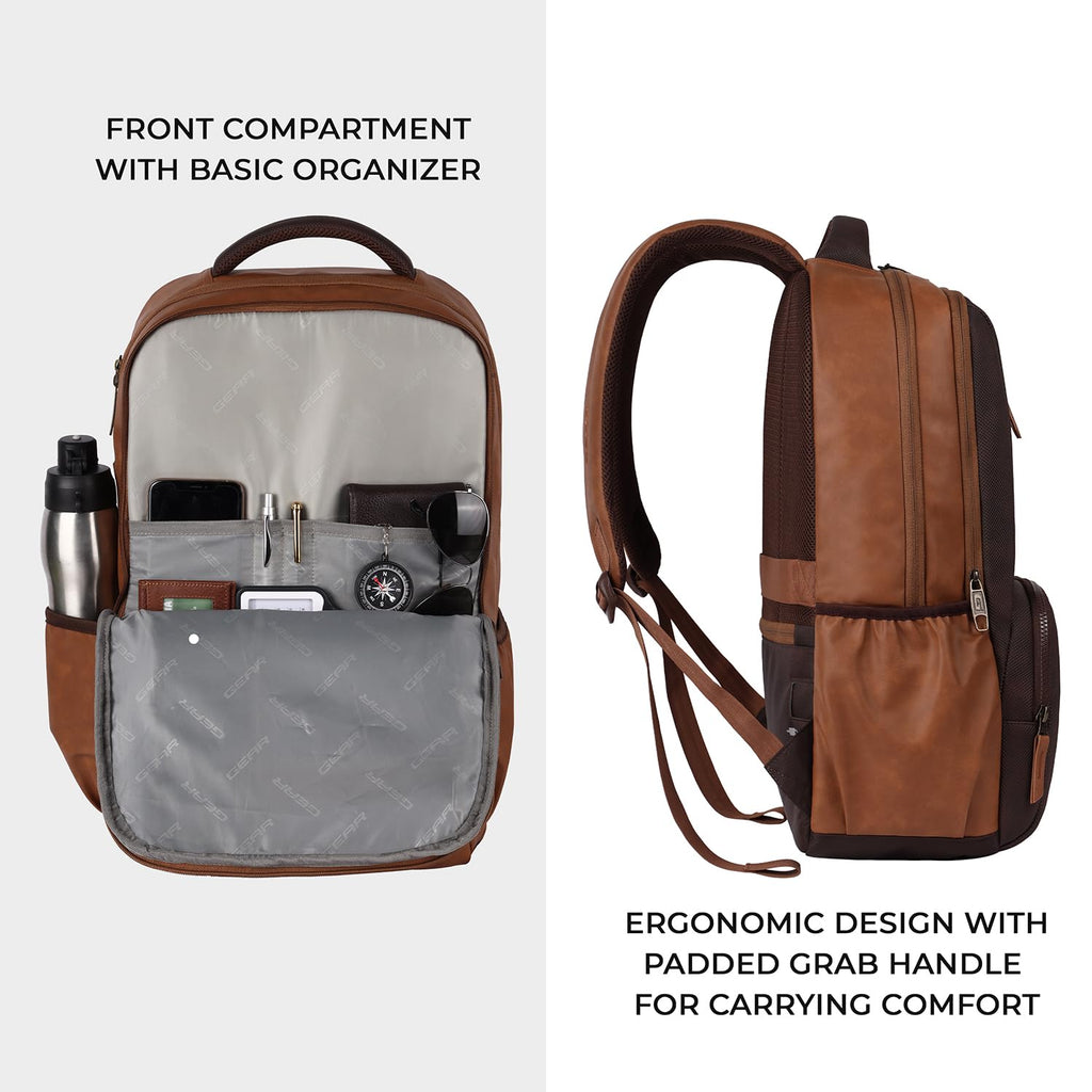 Gear Vintage 4 19"/29L Anti Theft Faux Leather  4 Compartment Laptop Backpack /Casual Backpack College Bag For Men/Women