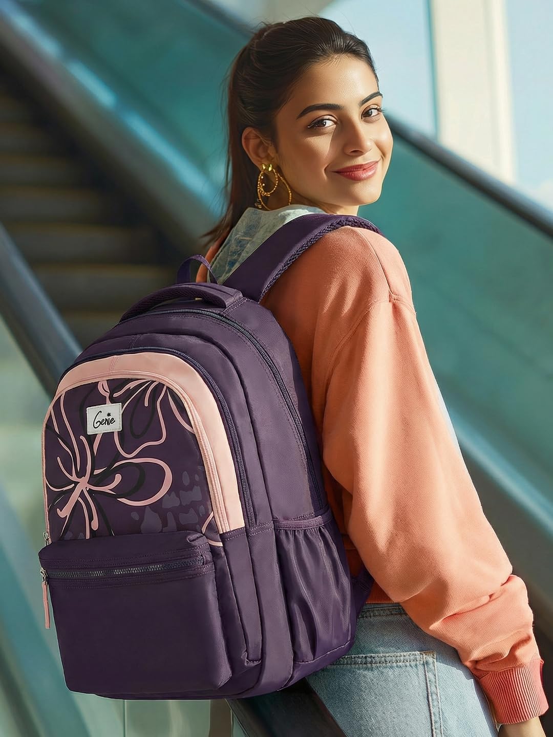 Genie Rosalin Backpack For Girls |19 Inch-36 Litres