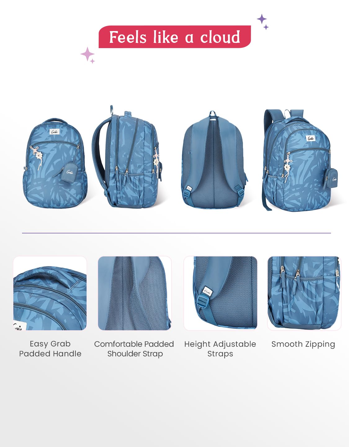 Genie Velora Backpack For Girls |19 Inch-40 Litres