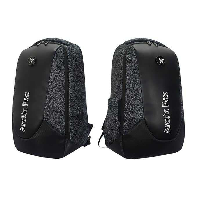 Arctic Fox Alarm Zipper System | Anti-Theft Backpack with USB Charging Port | 15.5 Inch Laptop Bag (Glitch Black-35L)