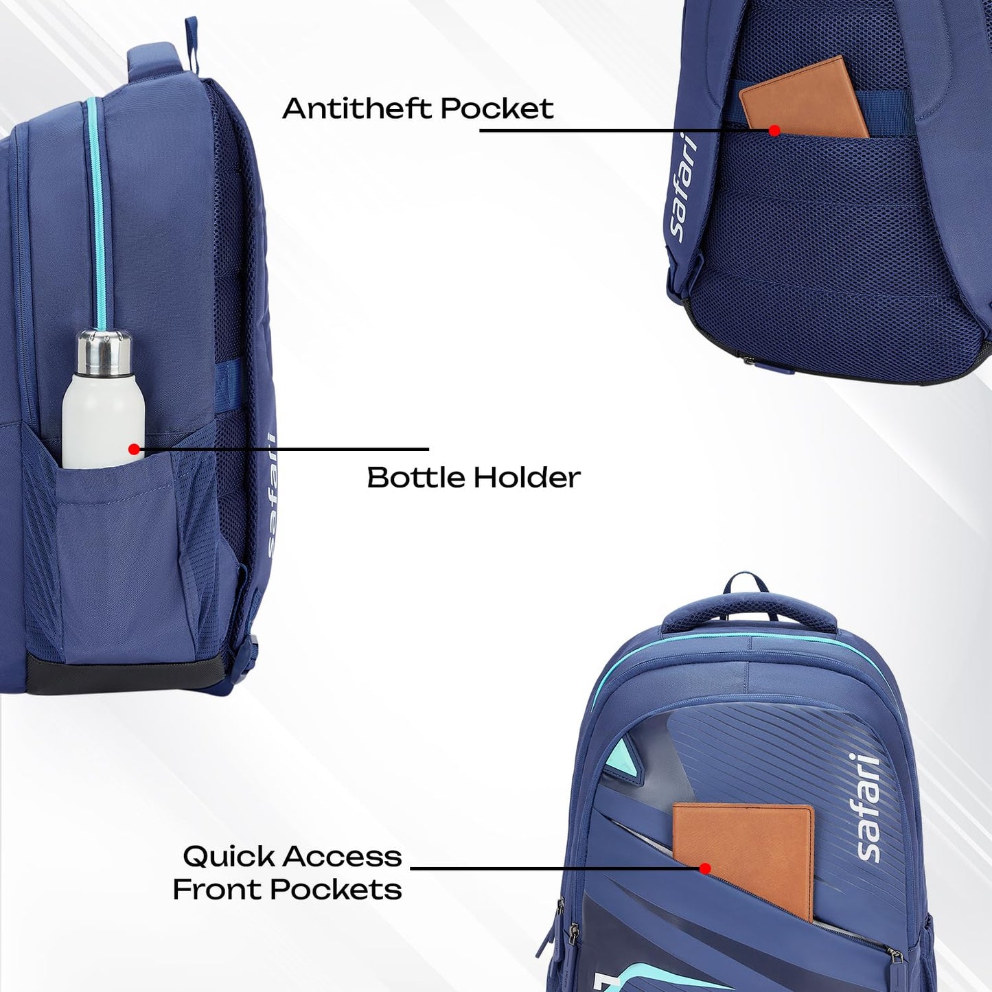 SAFARI Aura 3  Antitheft ,Trolley Sleeve & Laptop Backpack -37 L