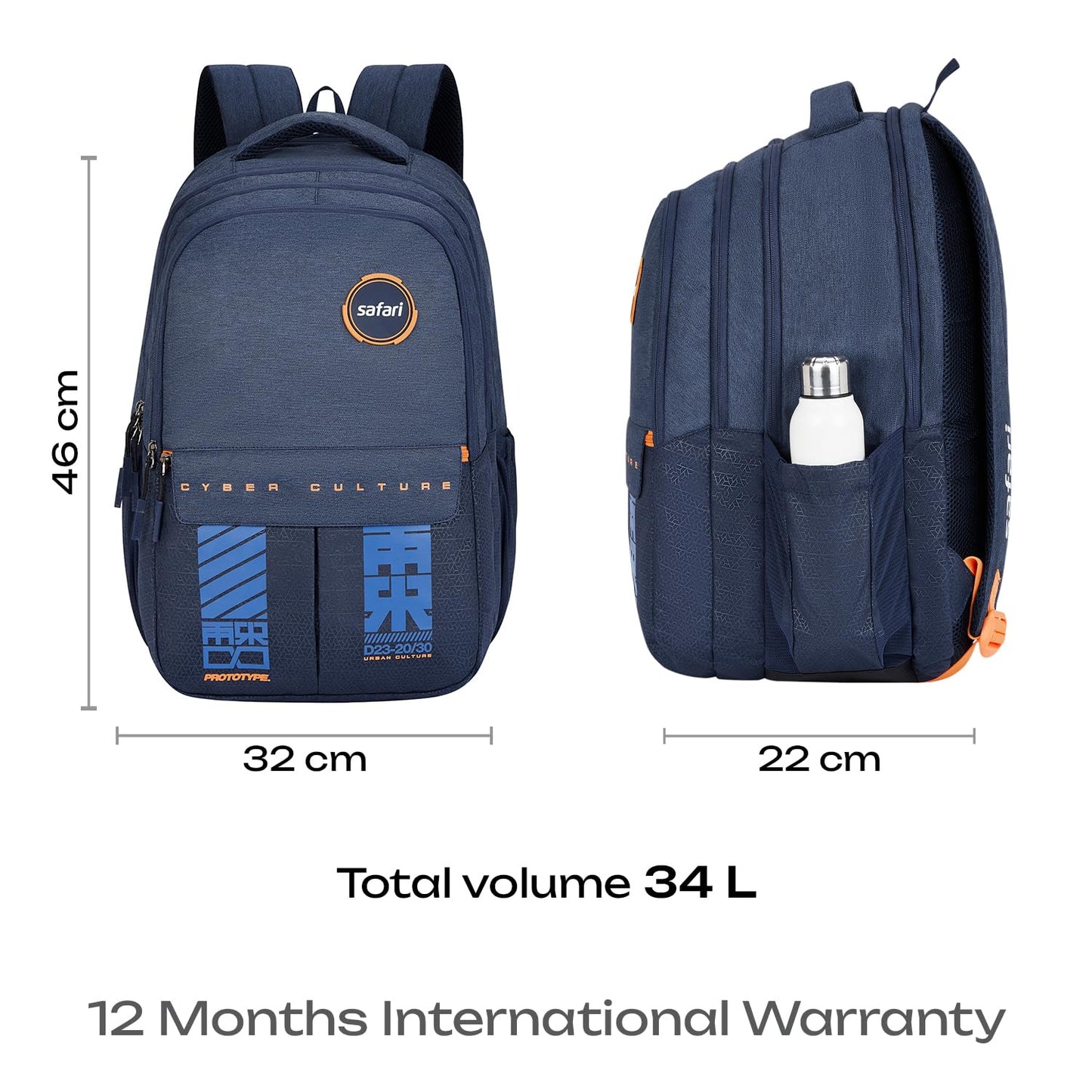 SAFARI Quadro 7 - File holder, 4 Compartment, Rain Cover Backpack -43 L