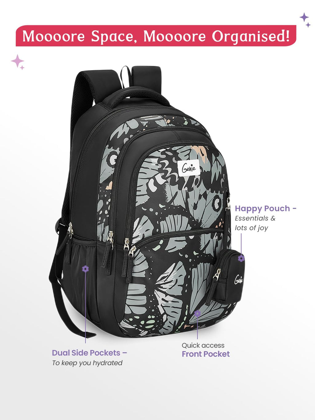 Genie  Morphi Laptop School Backpack  For Girls |19 Inch-36 L