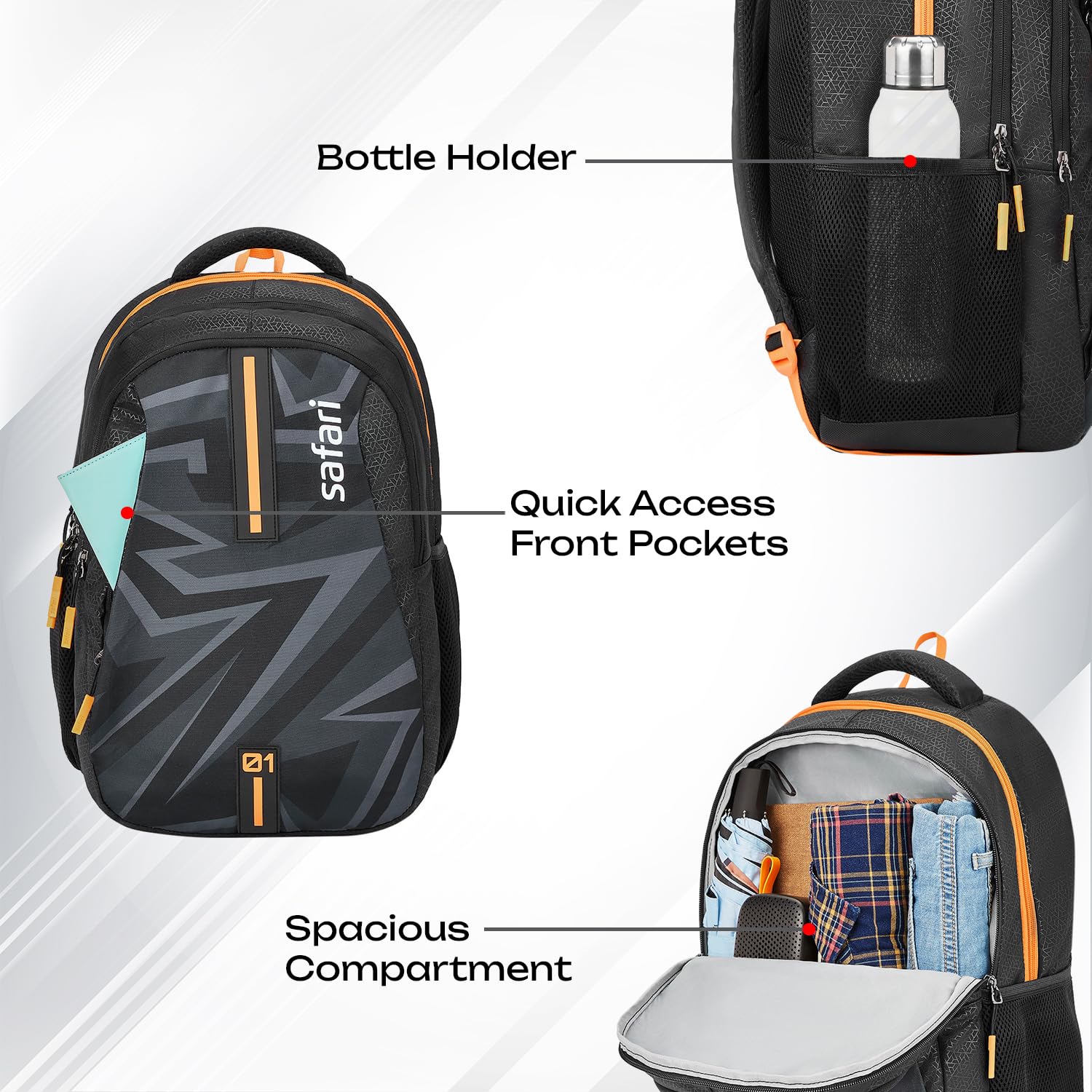 SAFARI Triplex 6 Armor Base, File holder, Rain Cover Backpack -37 L