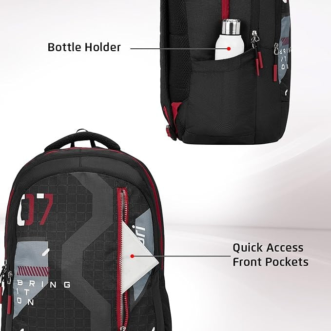 Safari 37L Bonus 1 Casual Backpack with Armor Base, Detachable Freebie Sling Bag, Side Bag, Bottle Holder, Front Pocket, File Holder, School & College Bags, Office Bag
