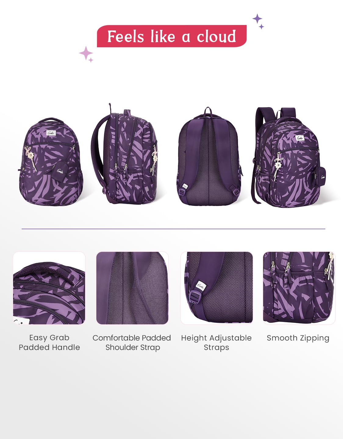 Genie Velora Backpack For Girls |19 Inch-40 Litres