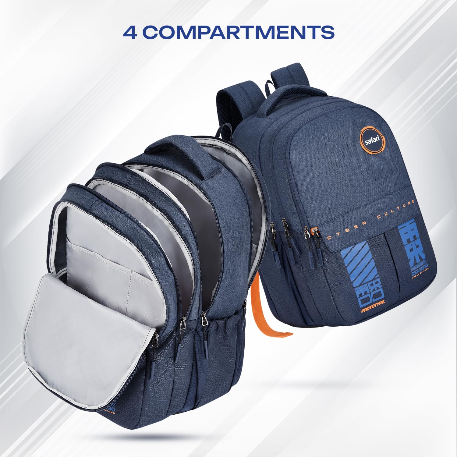 SAFARI Quadro 7 - File holder, 4 Compartment, Rain Cover Backpack -43 L