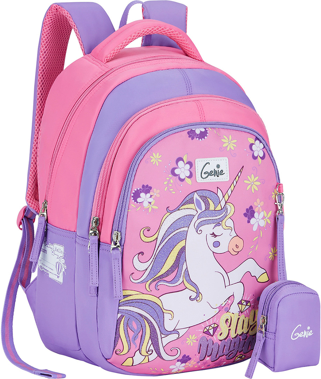 Genie 20 L Twinklecorn School Backpack For Girls |15 Inch - Pink