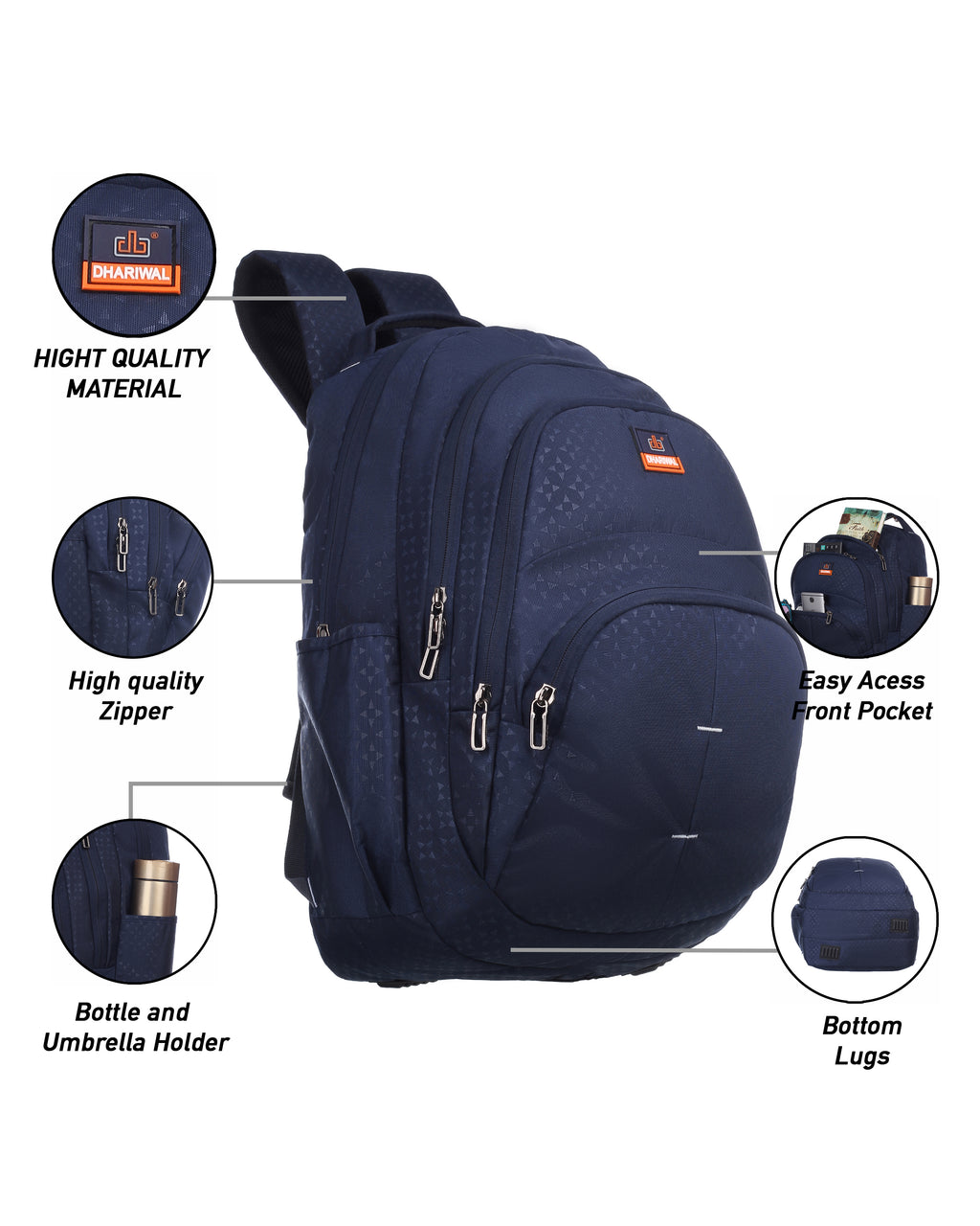 Dhariwal 35L LB-112 Unisex Backpack | Laptop compartment | Strong & Lightweight