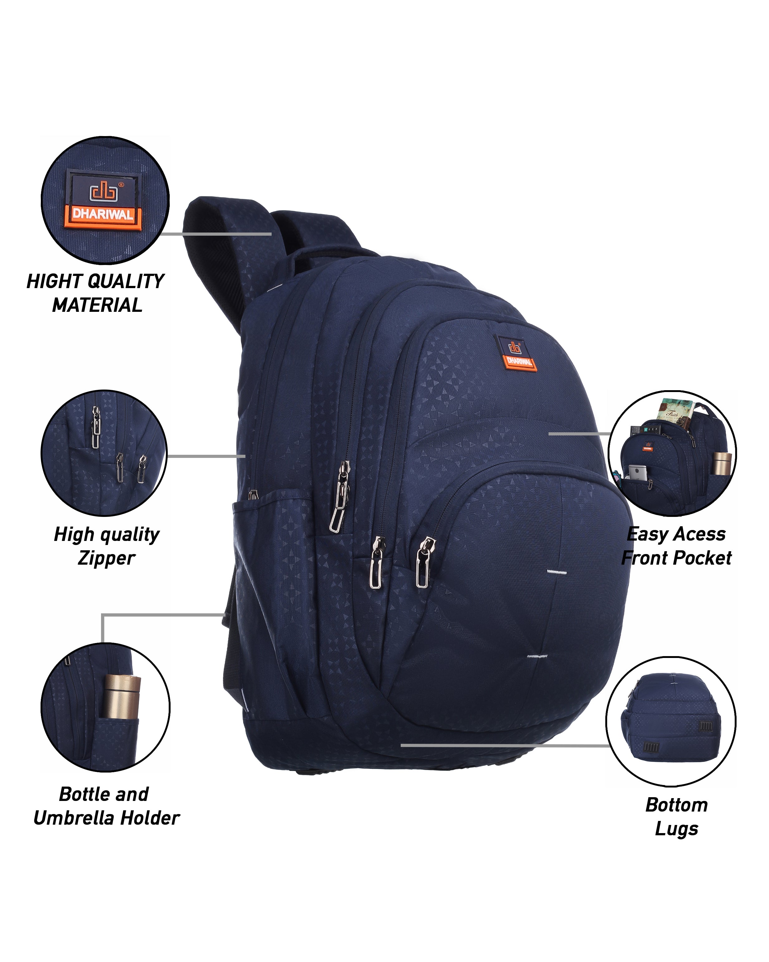 Dhariwal 35L LB-112 Unisex Backpack | Laptop compartment | Strong & Lightweight