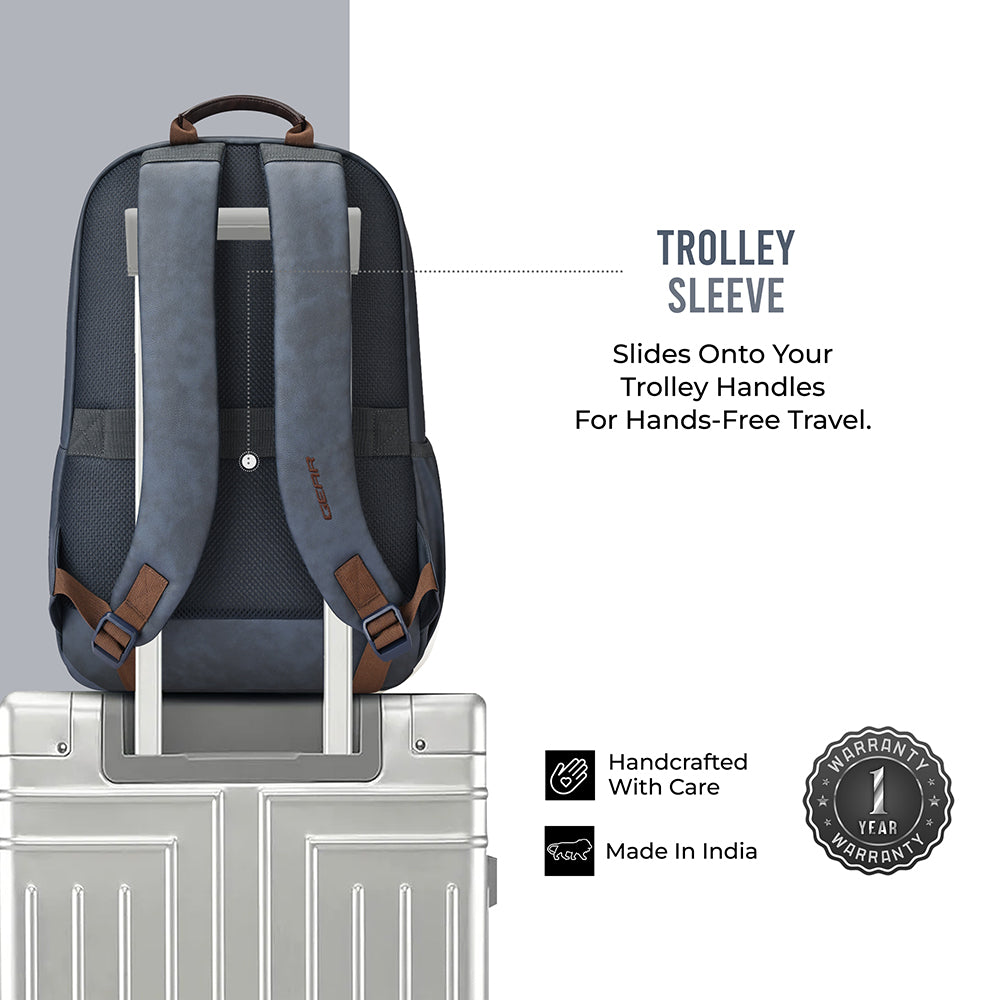 Gear Compact 17.5" Faux Leather Water resistant Laptop | Travel Backpack | Casual Backpack for men/women