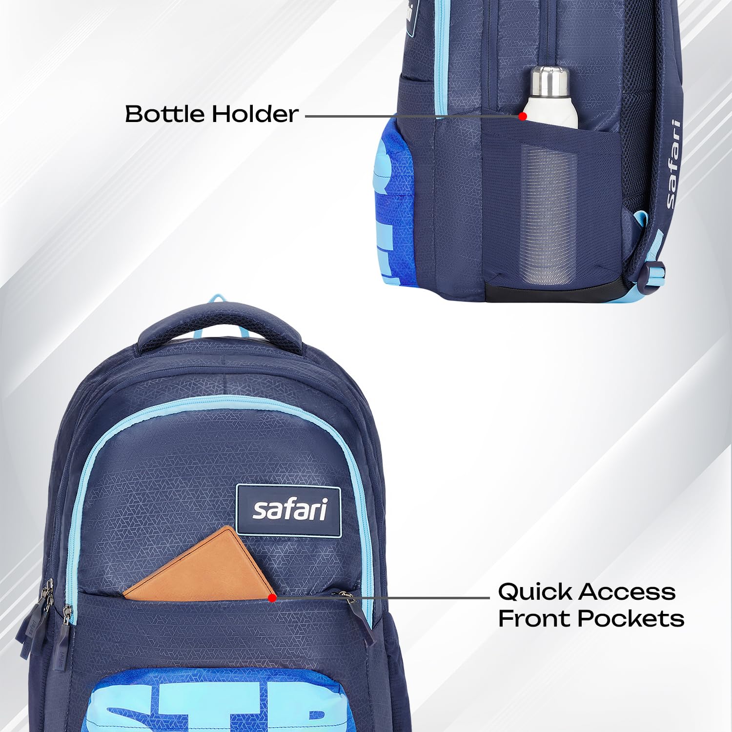 SAFARI BONUS 6 Freebie pencil pouch, Rain Cover Backpack  -37 L-(Blue)