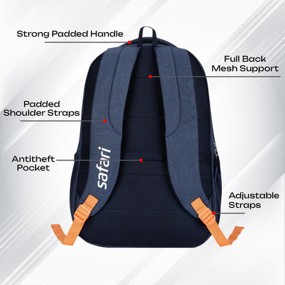 SAFARI Quadro 7 - File holder, 4 Compartment, Rain Cover Backpack -43 L