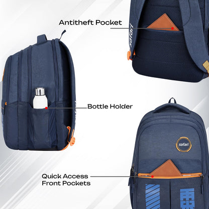 SAFARI Quadro 7 - File holder, 4 Compartment, Rain Cover Backpack -43 L