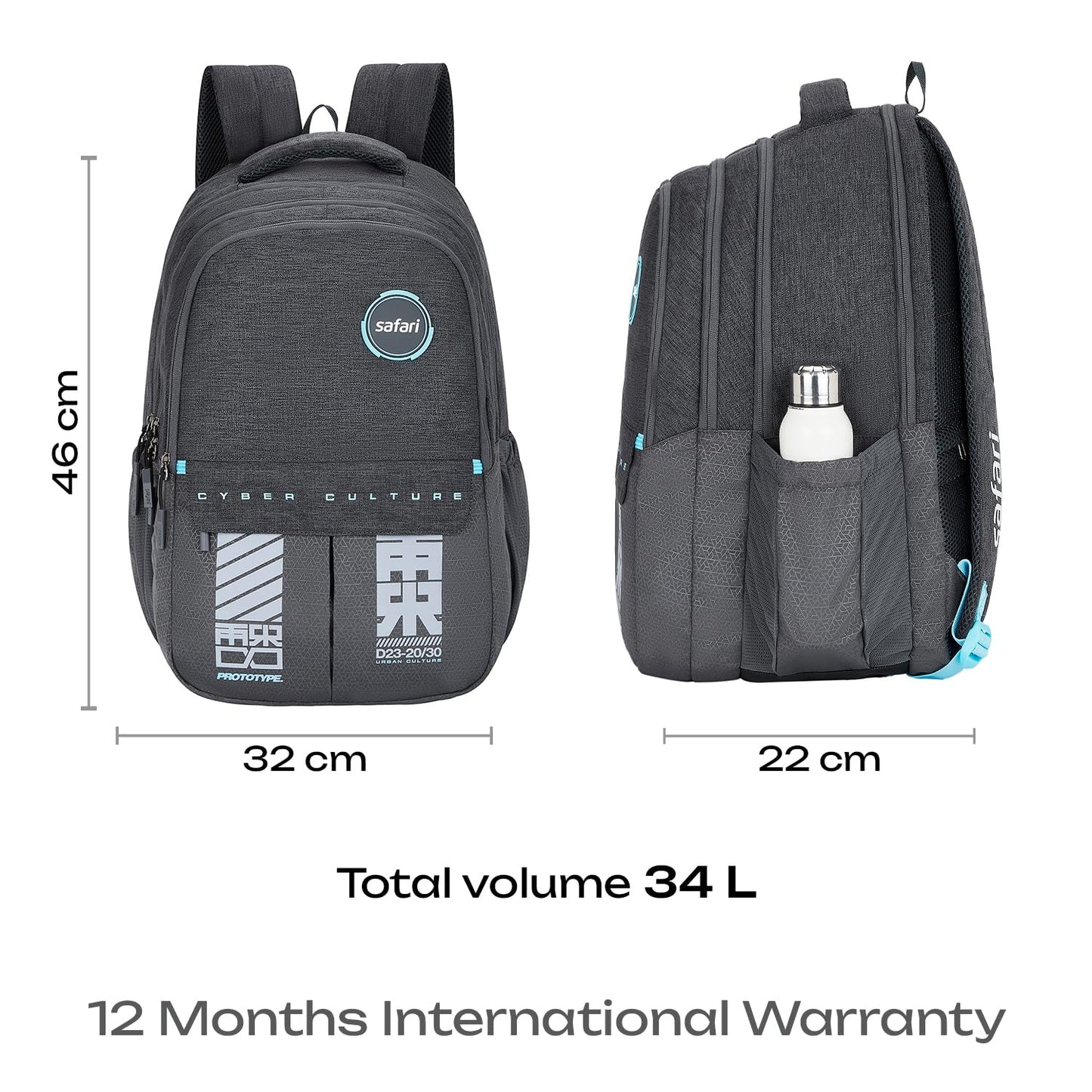 SAFARI Quadro 7 - File holder, 4 Compartment, Rain Cover Backpack -43 L