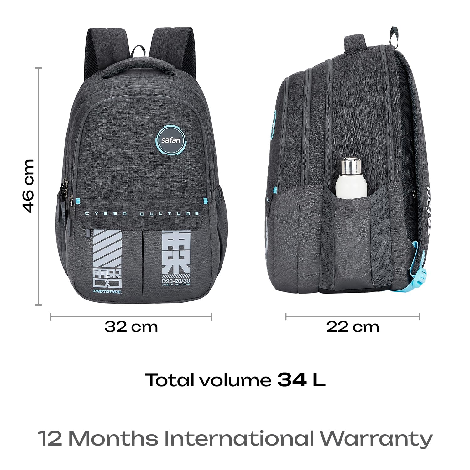 SAFARI Quadro 7 - File holder, 4 Compartment, Rain Cover Backpack -43 L