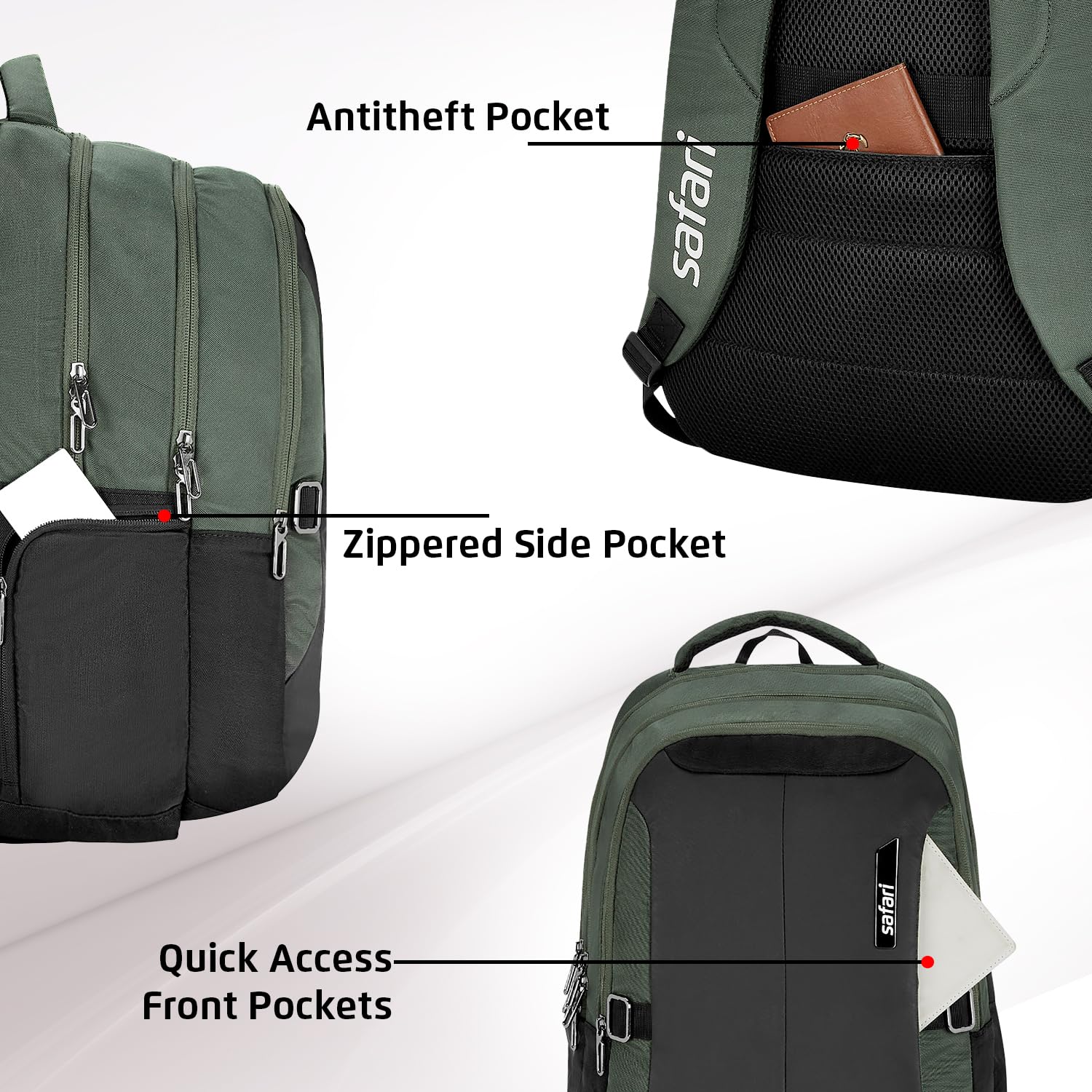 SAFARI  Spade 2  Large 34 L Laptop Backpack With RainCover