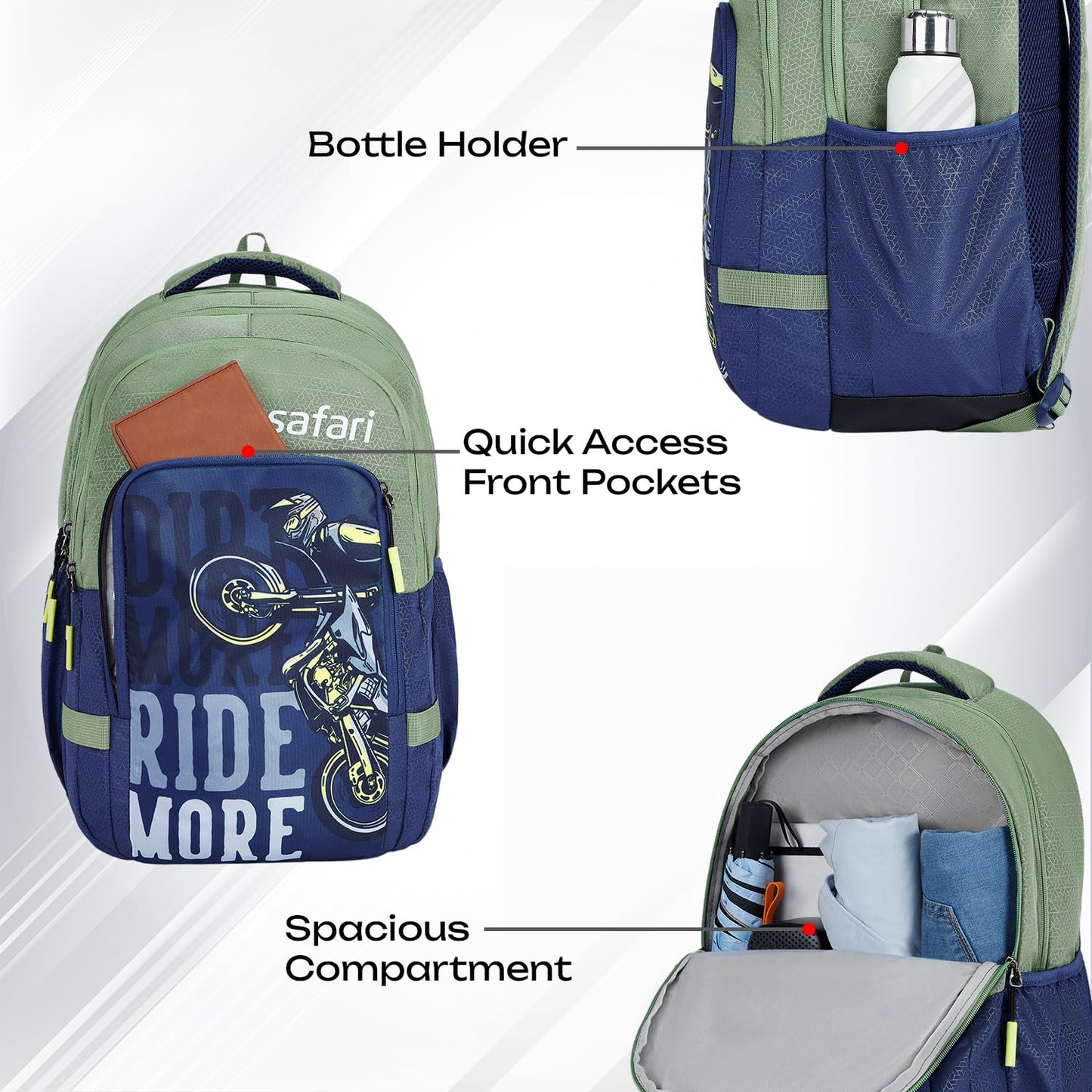 SAFARI Triplex 5 Armor Base,File holder, Rain Cover Backpack-37 L