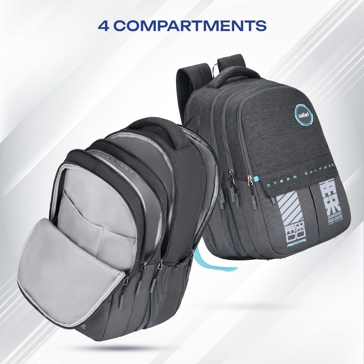 SAFARI Quadro 7 - File holder, 4 Compartment, Rain Cover Backpack -43 L