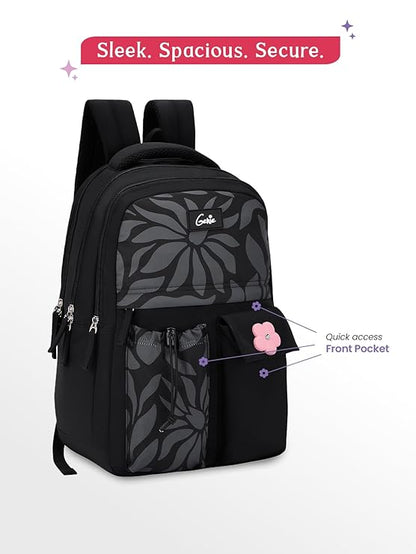 Genie Poetry School Backpack For Girls |17 Inch 27 L - Black