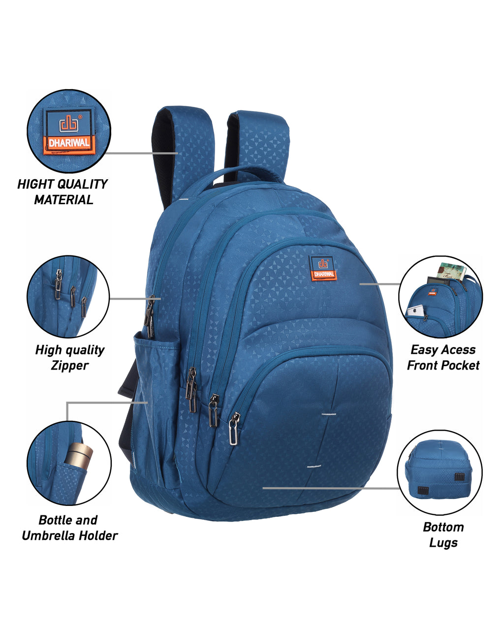 Dhariwal 35L LB-112 Unisex Backpack | Laptop compartment | Strong & Lightweight