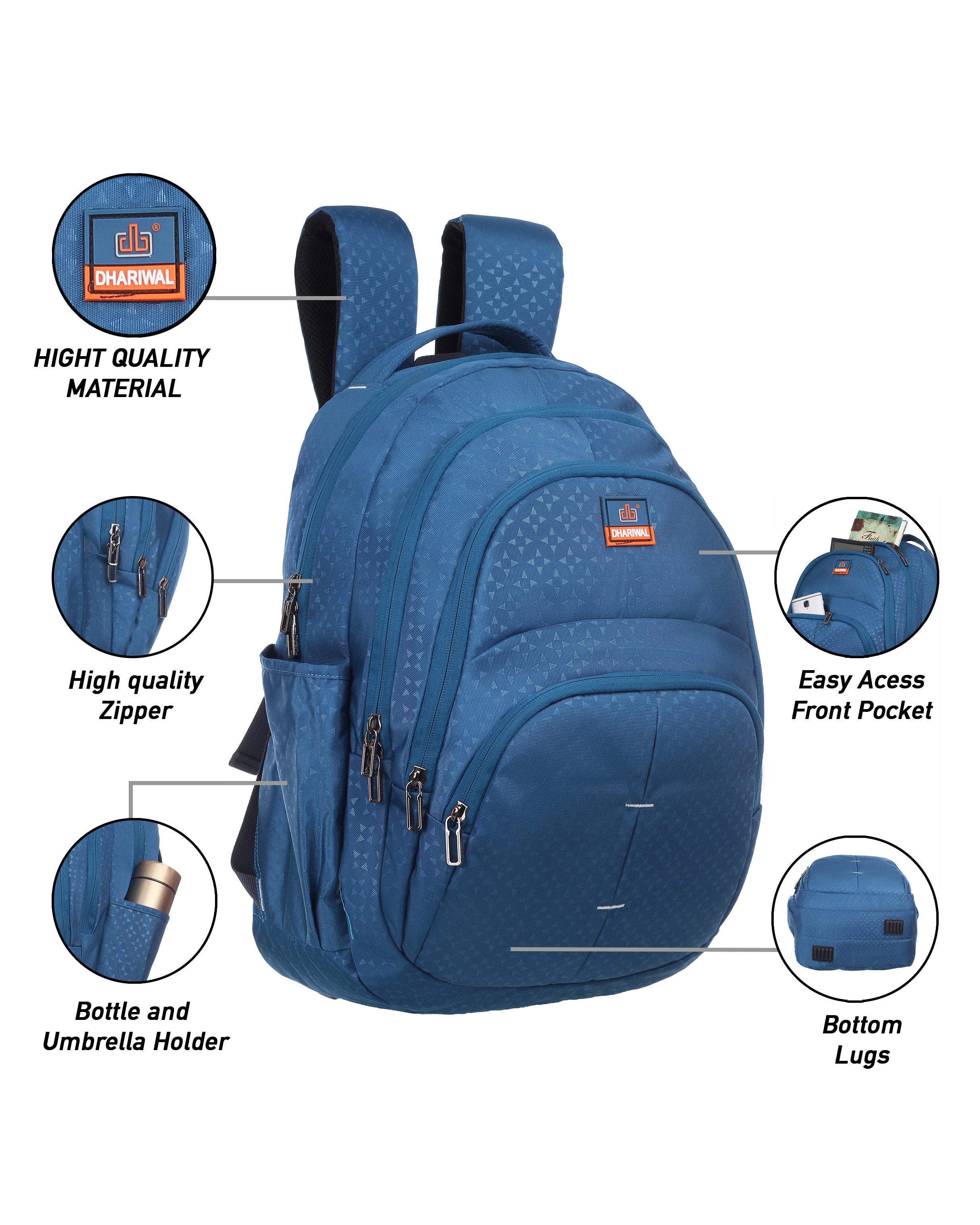 Dhariwal 35L LB-112 Unisex Backpack | Laptop compartment | Strong & Lightweight