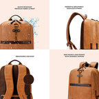Gear Classic 4 19"/31L Medium Faux Leather Anti Theft Laptop Backpack | Casual | Travel | College Bag For Men/Women