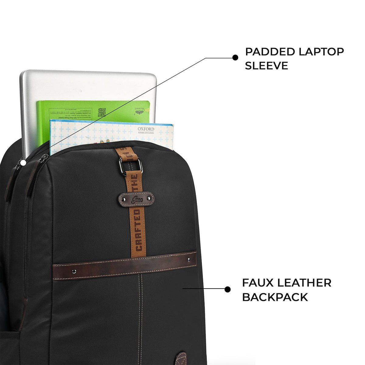 Gear Classic 4 19"/31L Medium Faux Leather Anti Theft Laptop Backpack | Casual | Travel | College Bag For Men/Women