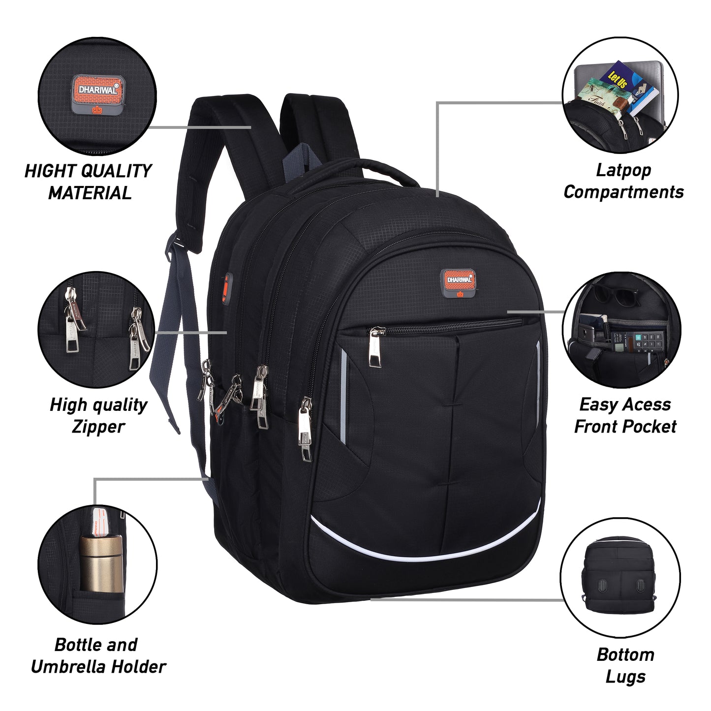 Dhariwal 46L BP-213  Unisex Large Backpack , Strong & Lightweight | Water-Resistant