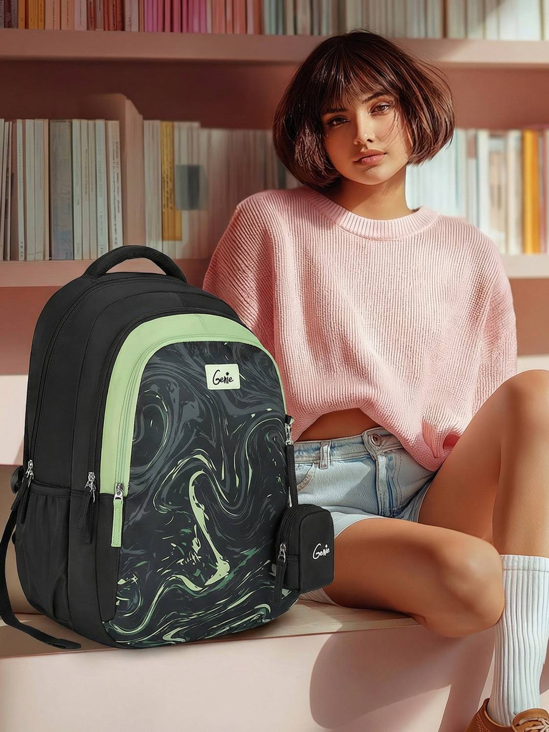 Genie 36 L Aqualit Backpack For Girls |19 Inch - Black