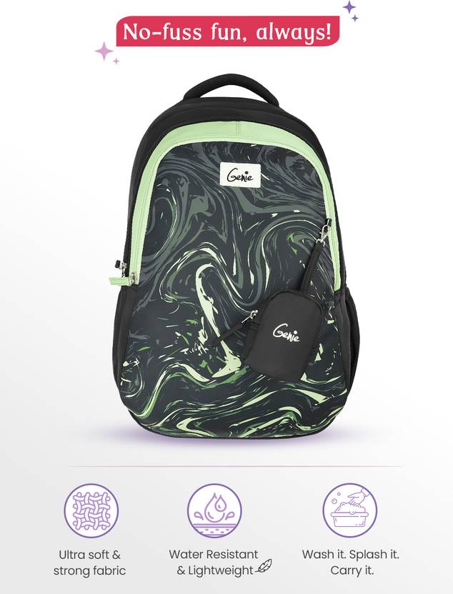 Genie 36 L Aqualit Backpack For Girls |19 Inch - Black