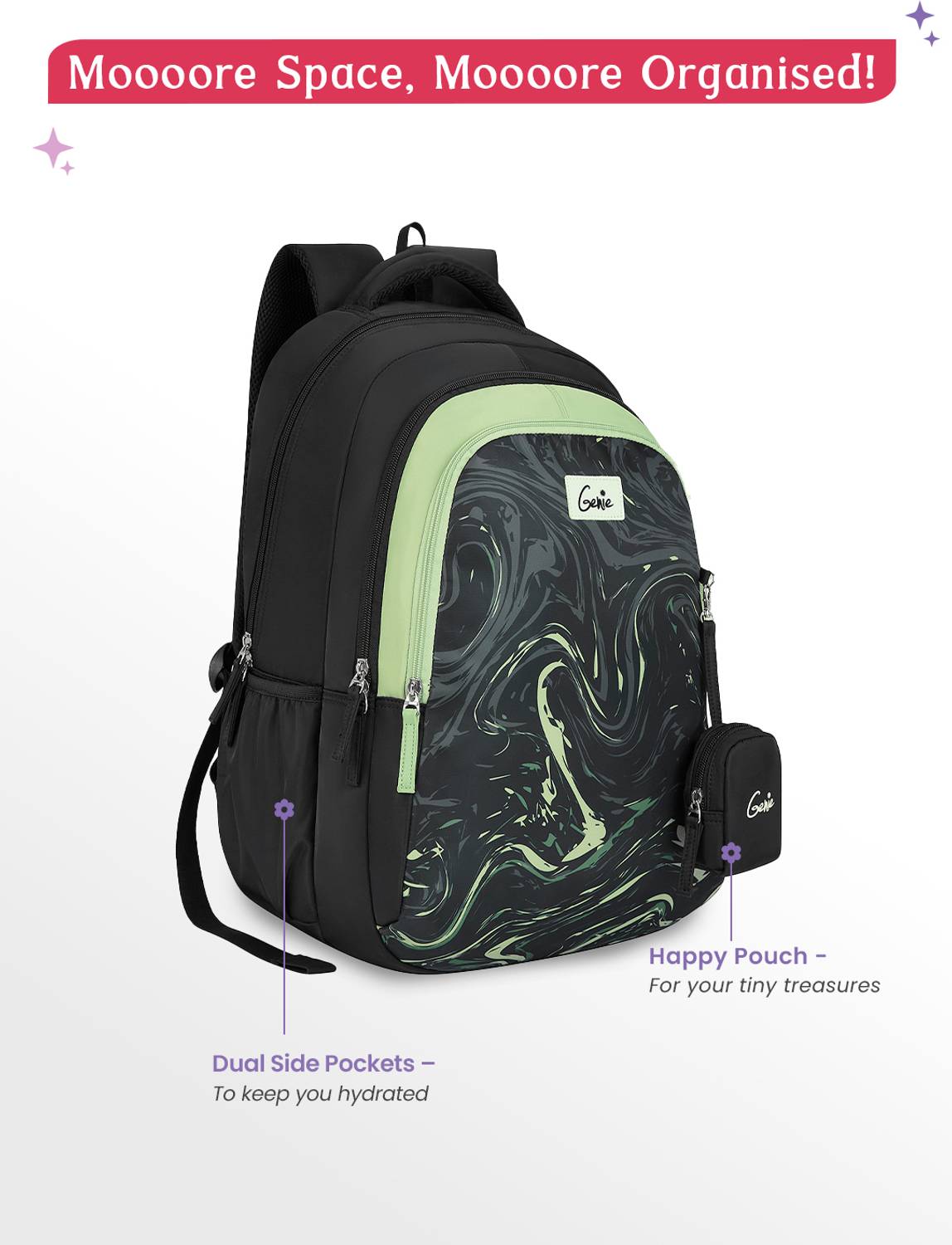 Genie 36 L Aqualit Backpack For Girls |19 Inch - Black