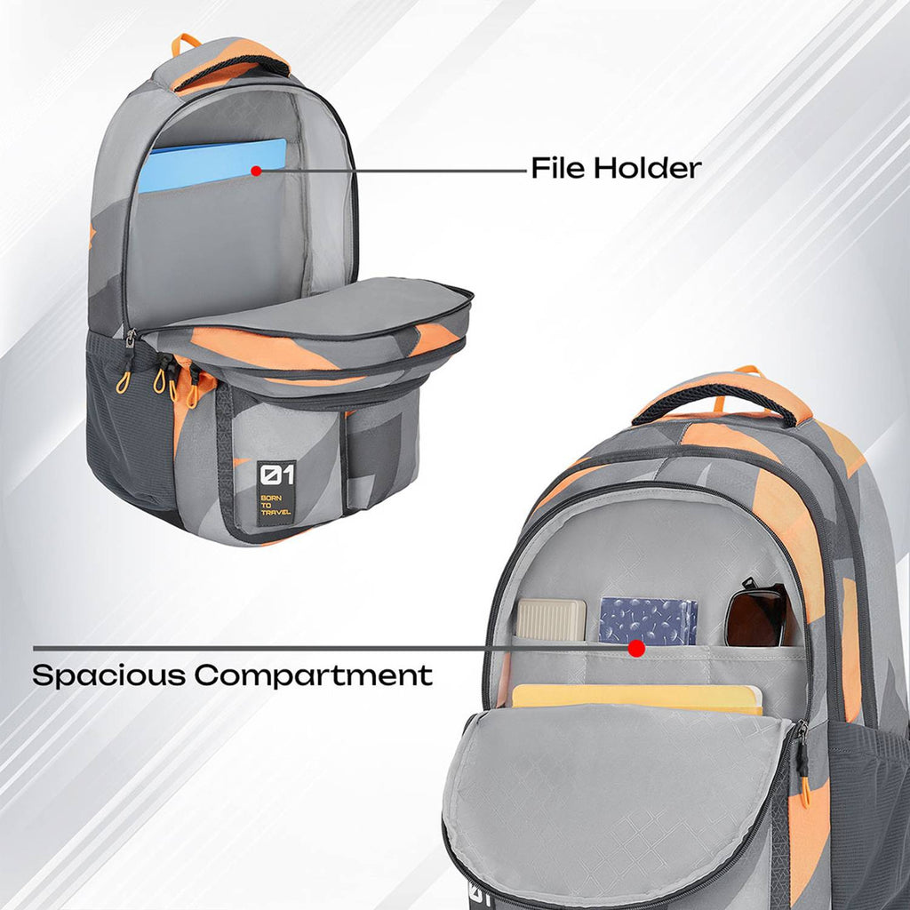 SAFARI Bonus 5 -Freebie pencil pouch, Rain Cover Backpack -37 L (Grey)