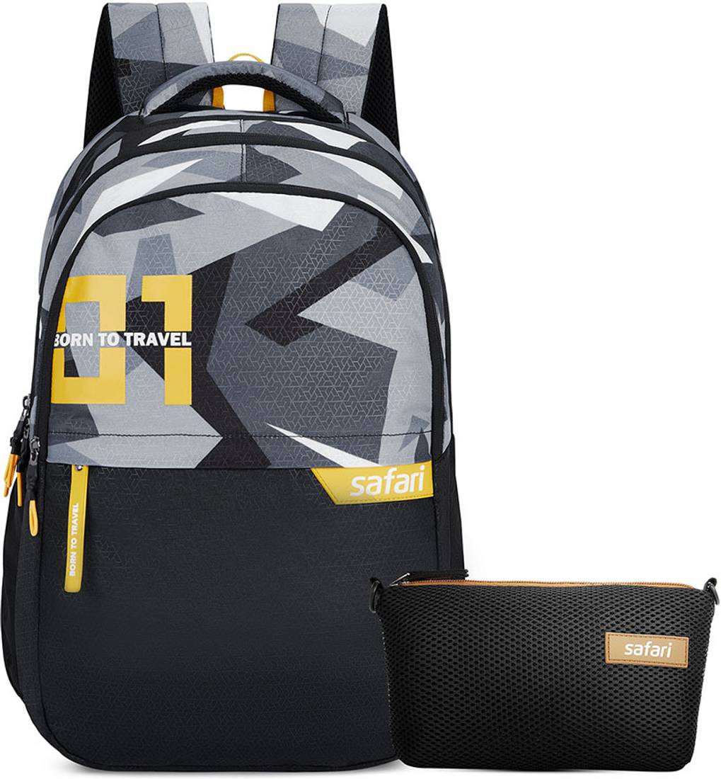 SAFARI Bonus 7  Freebie pencil pouch, Rain Cover Backpack -37 L (Black)