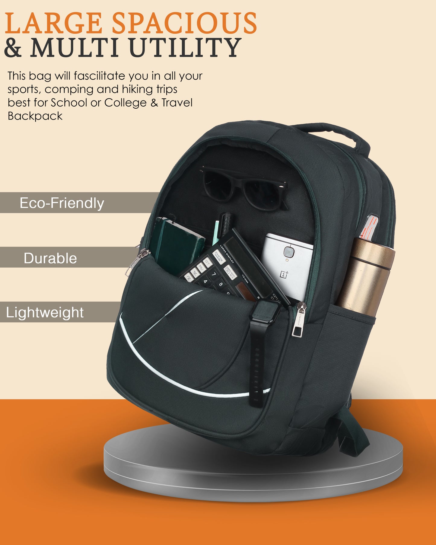 Dhariwal 33L BP-246  Unisex Backpack  Strong & Lightweight | Water-Resistant