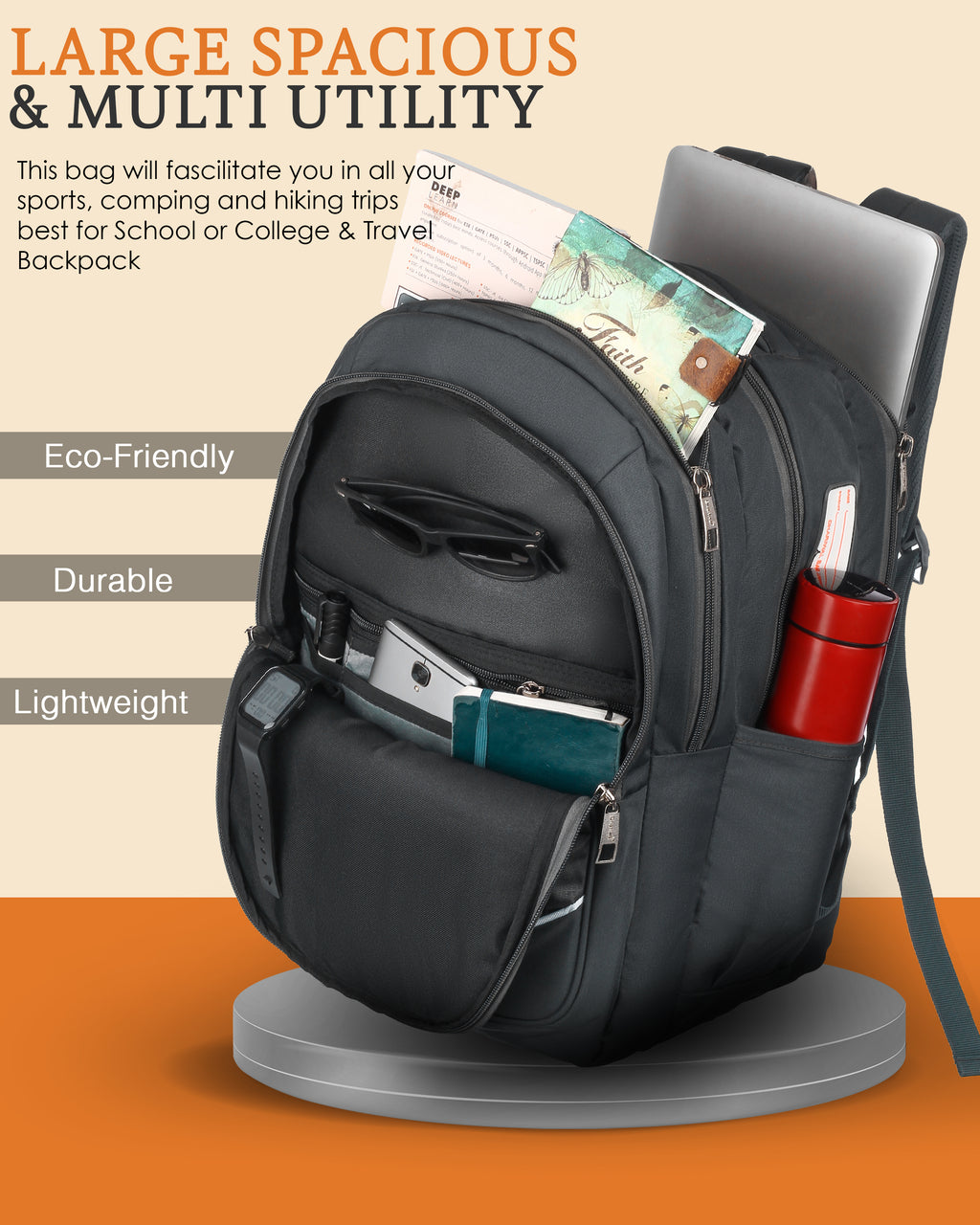 Dhariwal 28L BP-205 Travel/School/College/Office/Running Staff Bag For Men & Women